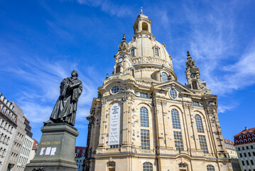 Obraz premium Frauenkirche Church of Our Lady Lutheran church on the Neumarkt square in Dresden, Saxony, Germany