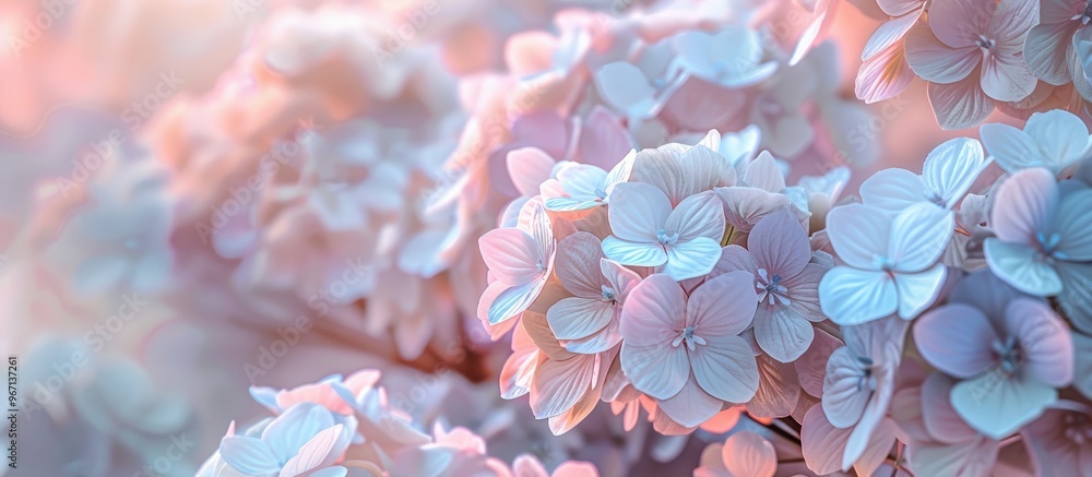 Aufkleber flowers in a pinky white hue like hydrangea or hortensia create a delicate and elegant appearance in