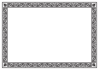 Vector black elegant rectangle frame in oriental style with place for text. Isolated on white background