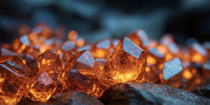 A river of molten glass flowing through a canyon of glowing crystals. - Powered by Adobe