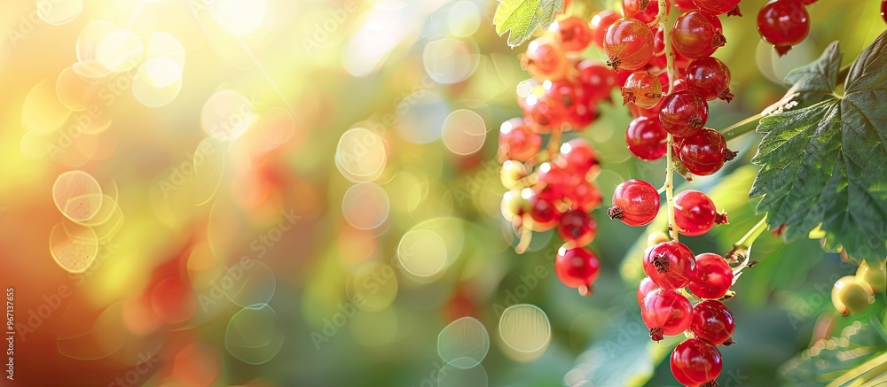Leinwandbilder summer garden with currants on blurred background creating copy space image