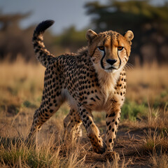 photo wildlife cheetah running on savanna