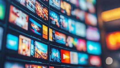 Digital Display With Streaming Multimedia Content, Images, and Videos In Colorful Collage