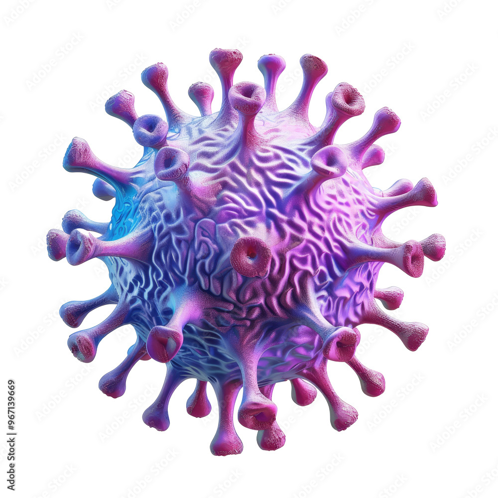 Aufkleber colorful microscopic view of a virus with distinctive spikes, showcasing its structure and complexit