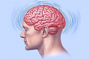 Obraz premium Perceptual expansion brainwave entrainment mental focus and digital cognition 3d brain visualizing detailed neural anatomy and cognitive function