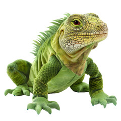 Obraz premium A colorful green iguana called a green dragon standing confidently on a transparent background during a studio shoot