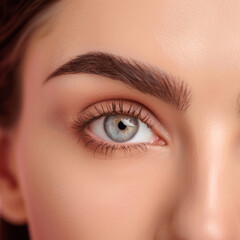 Obraz premium Close-Up Portrait of a Young Woman's Eye and Eyebrow