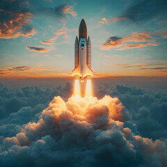 Rocket Launch at Sunset: A Journey into Space Exploration