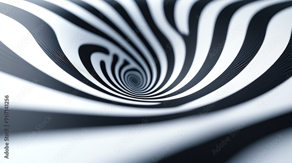 Poster a mesmerizing black and white spiral pattern creating a dynamic optical illusion that draws the view