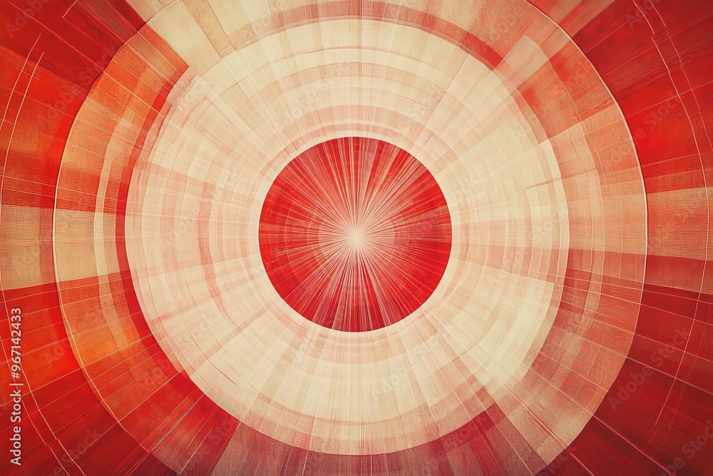 Aufkleber This radiant abstract artwork features a vibrant central red pattern and an intricate radial design, creating a captivating and visually intense experience.