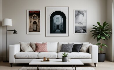 Fototapeta premium Modern luxury living room with elegant decor and minimalistic design..