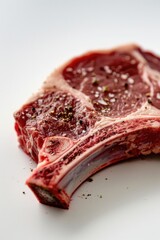 Obraz premium A piece of raw meat served on a white plate