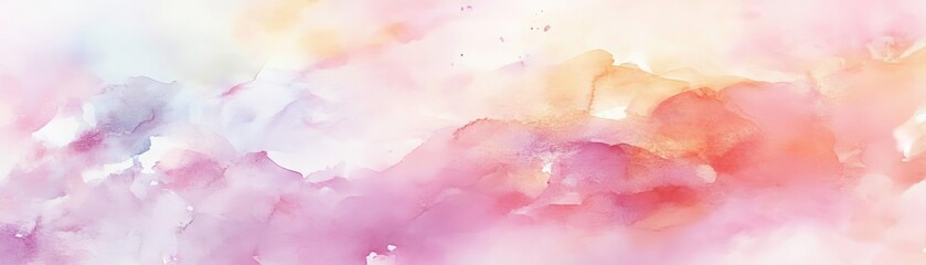 Fototapeta premium Soft and vibrant watercolor texture featuring shades of pink, orange, and lavender, ideal for backgrounds and artistic projects.