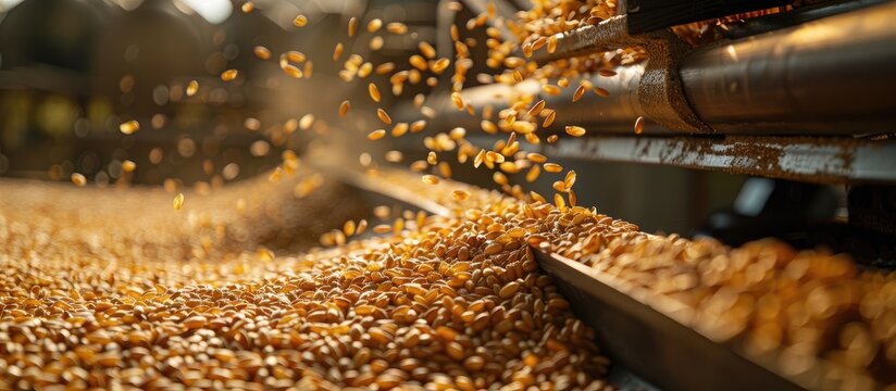 A paddy machine separates grains and peels sorting them based on quality shown in the copy space image