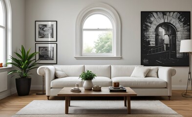Fototapeta premium Modern luxury living room with elegant decor and minimalistic design..