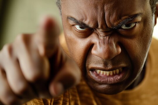 An image showing a close-up of a person's finger pointing at the viewer, conveying a direct engagement and possible accusation or statement. The background is blurred.