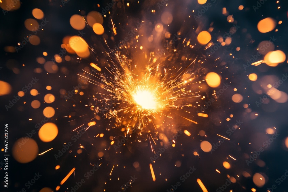 Aufkleber an electrifying visual of a golden explosion of sparks against a dark backdrop, capturing the essenc