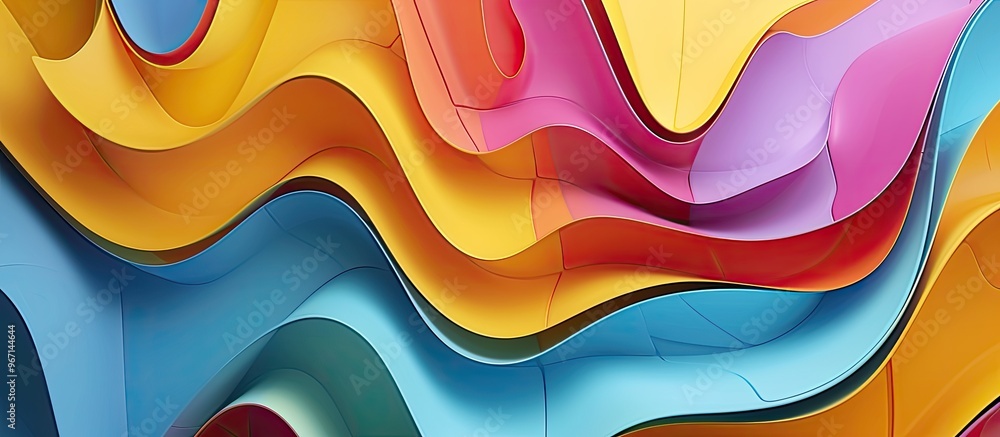 Poster top down view of a colorful paper abstract mockup with ample copy space image available