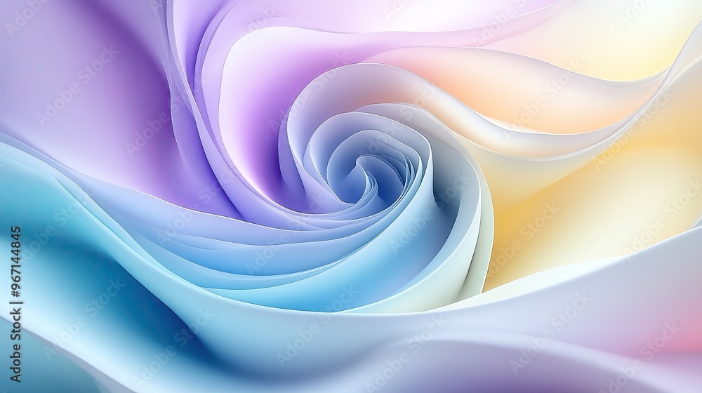 Poster a mesmerizing swirl of pastel colors creating a soft, abstract design, perfect for backgrounds or ar