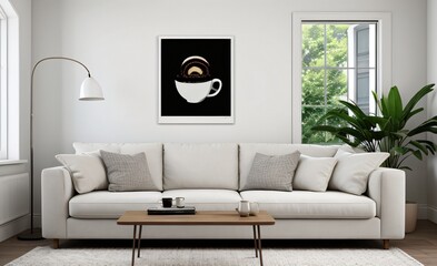 Modern luxury living room with elegant decor and minimalistic design..