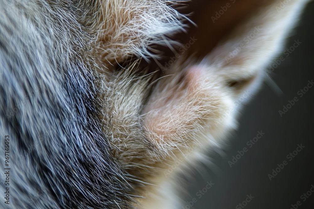 Poster an extreme close-up image of wolf fur, showing the detailed texture and variation in color, capturin