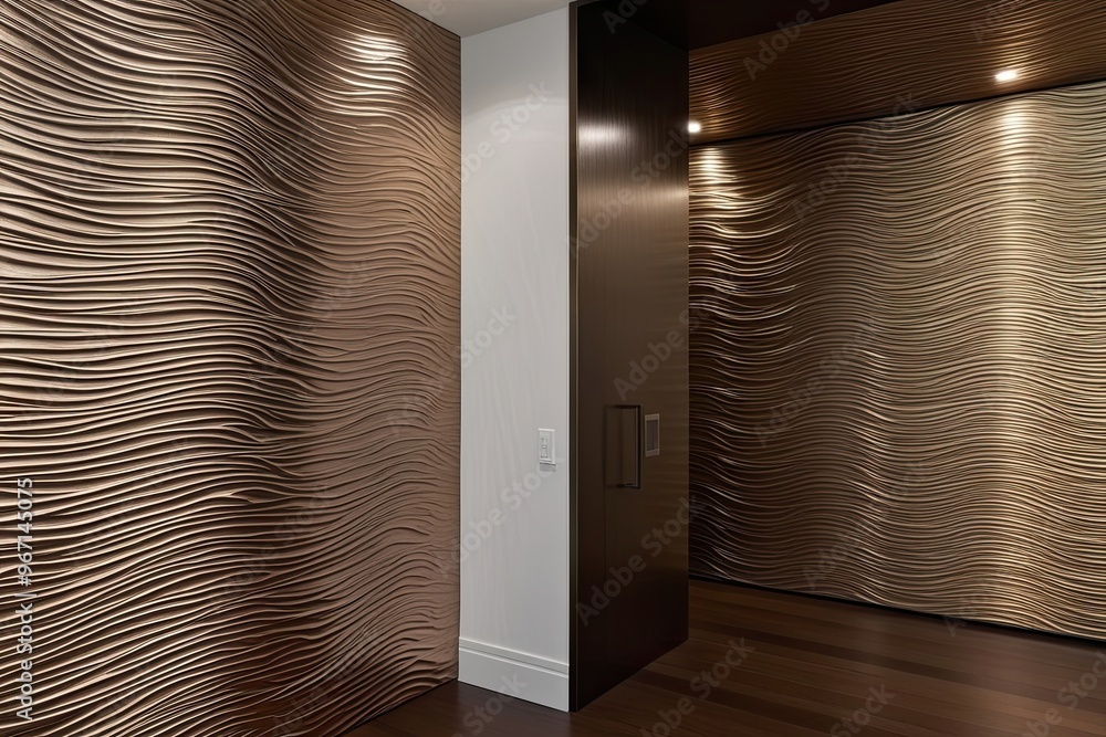 Poster sophisticated metallic wave pattern with elegant textured design in modern space