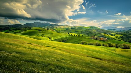 Obraz premium Beautiful landscape view of green summer forest with spruce and pine trees mountain, lake, river.