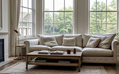 Fototapeta premium Modern luxury living room with elegant decor and minimalistic design..