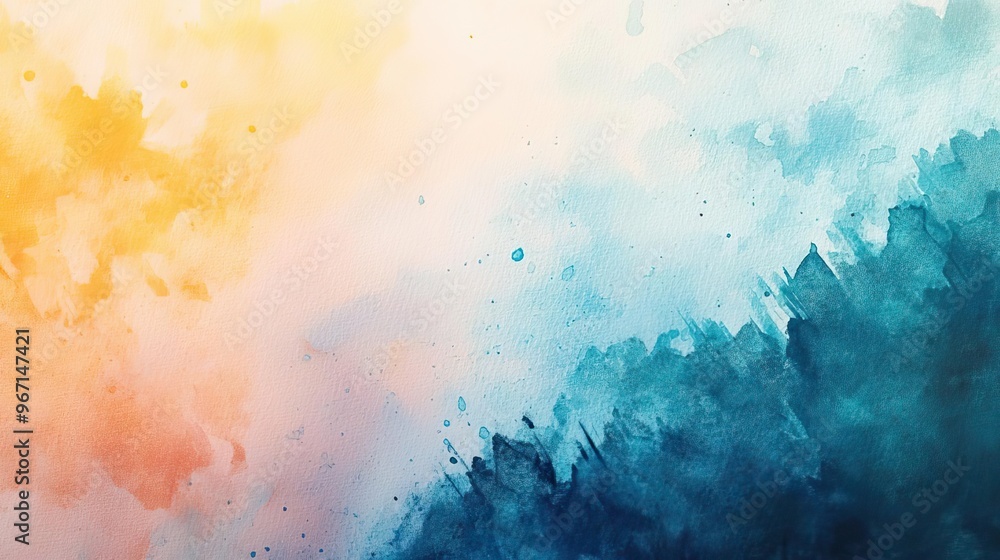 Poster abstract watercolor background featuring soft hues of orange and blue. ideal for artistic and creati