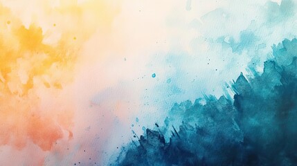 Obraz premium Abstract watercolor background featuring soft hues of orange and blue. Ideal for artistic and creative projects.