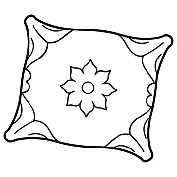 recommend clip art: pillow outline coloring book page line art illustration digital drawing