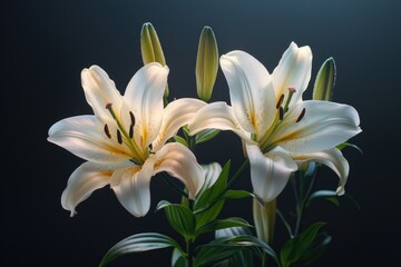 Naklejka premium Group of white flowers arranged on a table