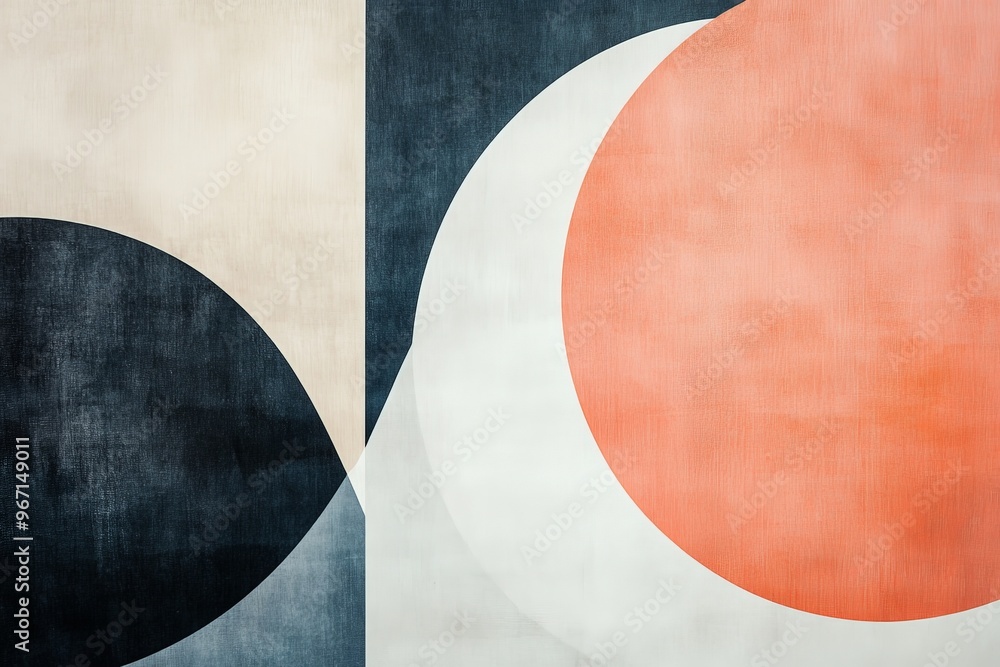 Poster This image features a geometric abstract design with bold shapes and color transitions, highlighting the interplay between black, white, and orange hues.