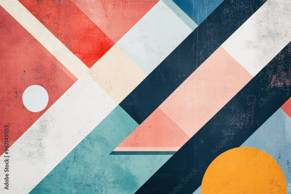 Aufkleber this vibrant image displays dynamic geometric shapes interlaced with various colors including red, b