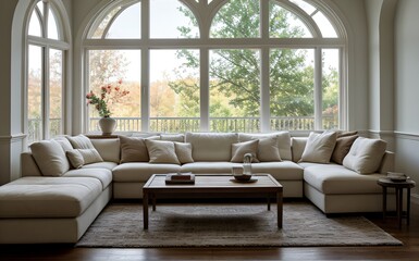 Fototapeta premium Modern luxury living room with elegant decor and minimalistic design..