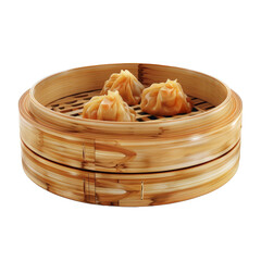 Delicious dumplings steaming in a bamboo steamer, ready to be served for lunch or dinner at an Asian restaurant