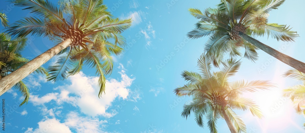 Aufkleber perfect palm trees set against a beautiful blue sky with a copy space image
