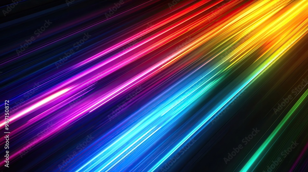 Poster vibrant light rays in various colors create a stunning visual effect, perfect for backgrounds or art