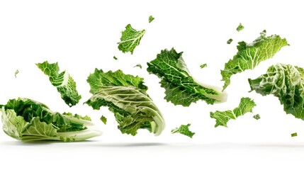 A fresh head of lettuce falls through the air