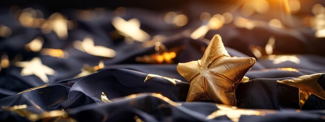 Gold star mother's day celebration in USA. Gold star on a flag of United States of America