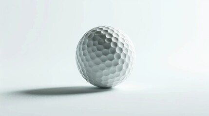A single golf ball sits atop a white surface, ready for play