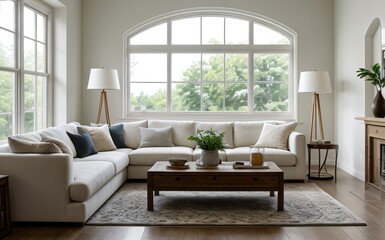 Fototapeta premium Modern luxury living room with elegant decor and minimalistic design..