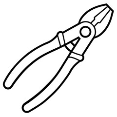 pliers outline coloring book page line art illustration digital drawing