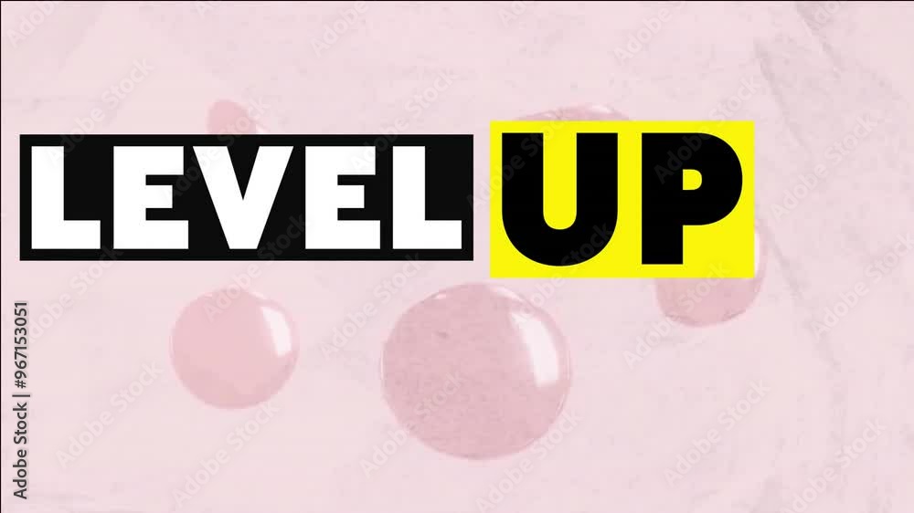 Aufkleber animation of level up text over pattern background
