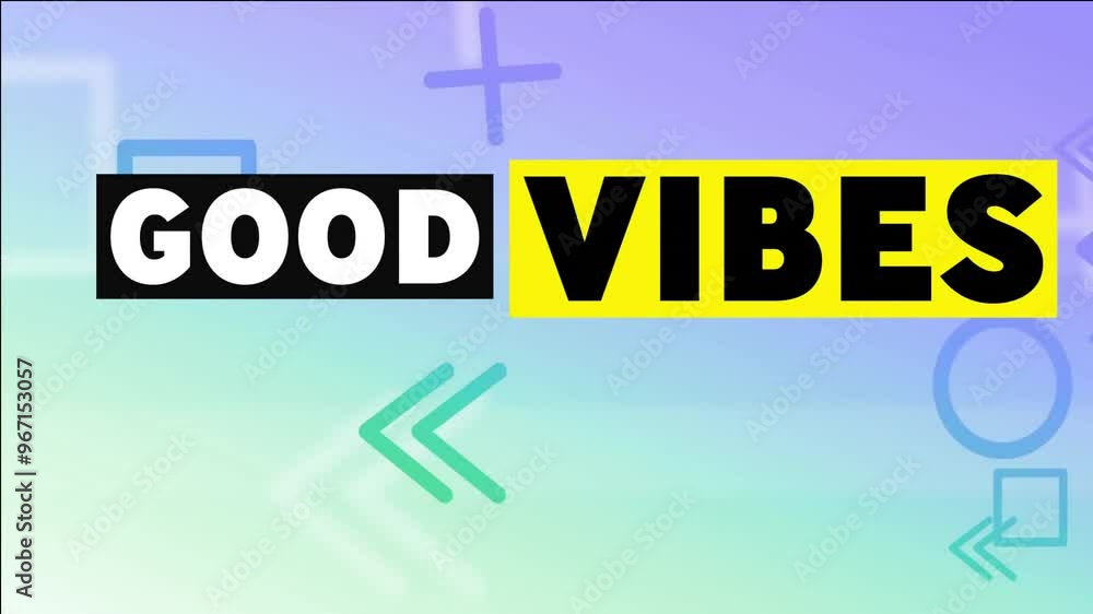 Poster animation of good vibes text over pattern background