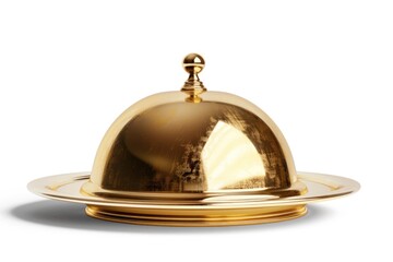 A decorative gold plate with a dome-shaped design on its surface
