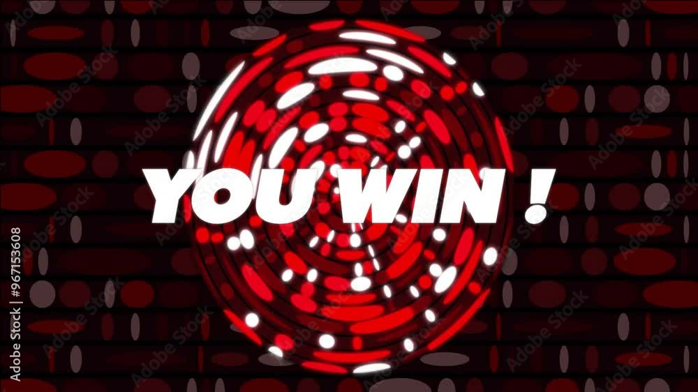 Poster animation of you win text over pattern background