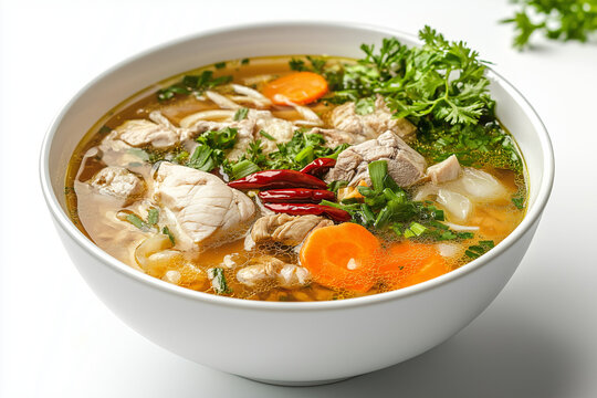 banh canh vietnamese soup isolated on white background