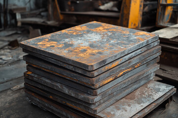 steel slabs in factory 