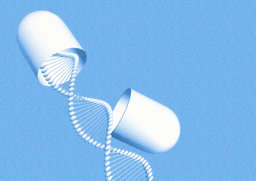 Pill and DNA, illustration